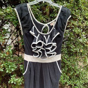 Navy Blue Soft Dress with Ruffles - Small